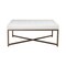 Studio Designs Home Camber Modern Large Cocktail Tufted Square Ottoman with Metal Frame and Blended Leather - Bronze,